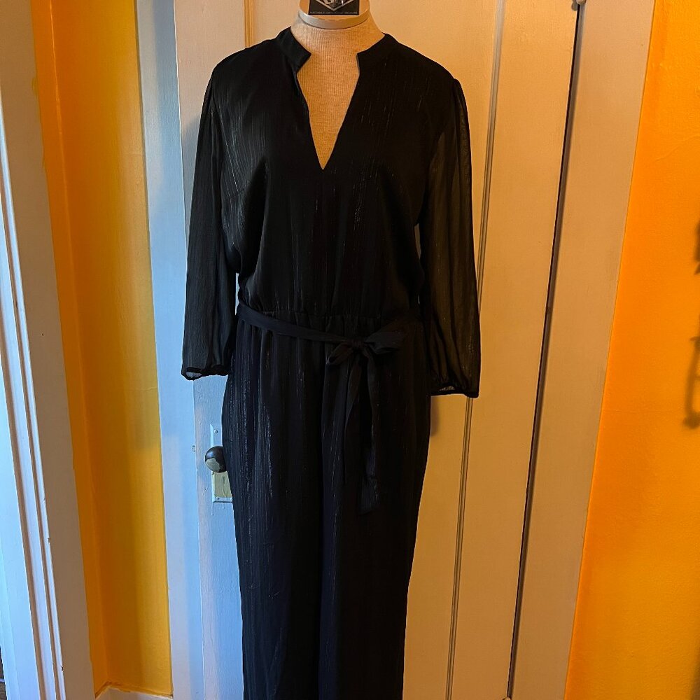 Black & Silver Disco Long Sleeve Jumpsuit